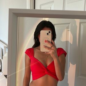 SHEIN women Twist Front Open Back Crop Top- size XS